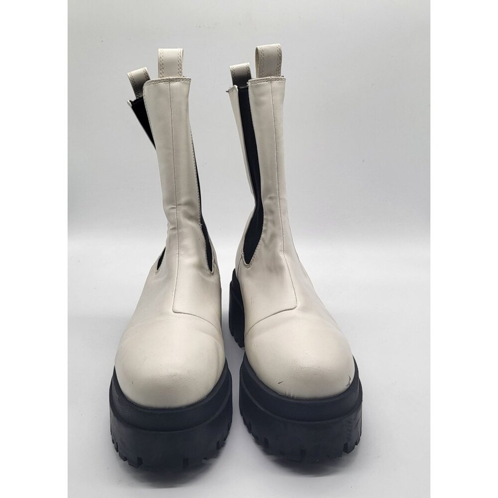 H&M DIVIDED Platform Boots Chunky Lug Sole Pull On Womens 9.5 Y2k Cream Black - Picture 2 of 15